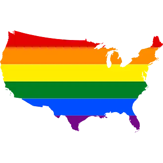 Rainbow Flag Pride Map of United States