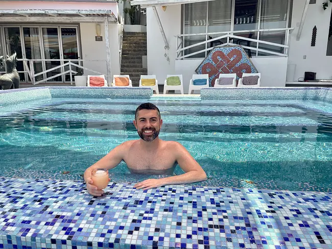 Margarita time at the beautifully-tiled pool!