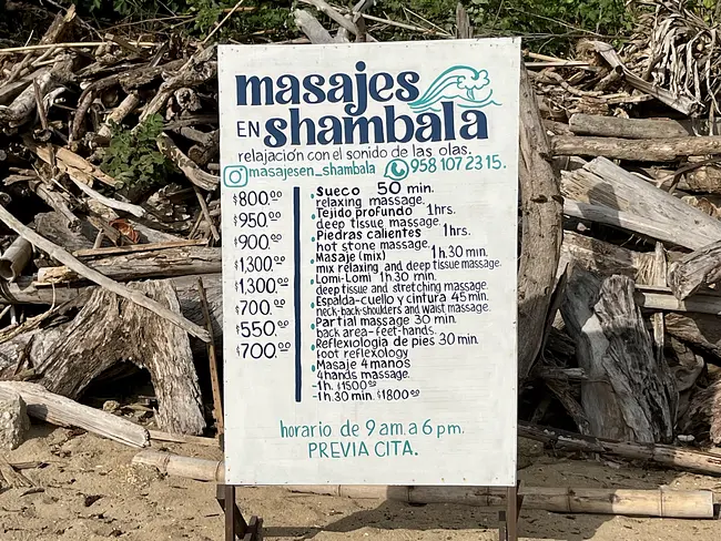 Masajes en Shambala Price List 2024