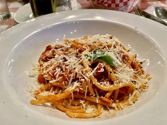 Bucatini Pasta at Trattoria