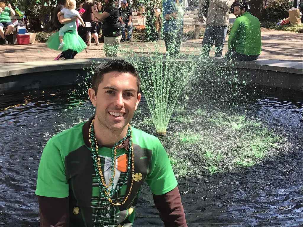 Green Fountains everywhere for St. Patrick's Day!