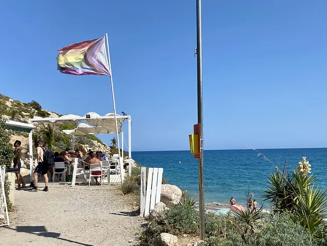 Two Gay Expats - Gay Nude Beaches - Sitges, Spain - Playa del Muerto - Beach Cafe