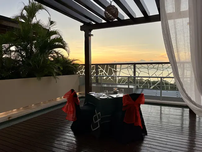 Two Gay Expats - Cancun, Quintana Roo, Mexico - Secrets The Vine - Olio Mediterranean Restaurant - Sunset Table For Two