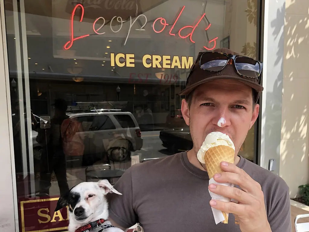 Andy and Pattie enjoying Leopold's Ice Cream