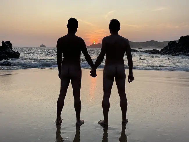 Two Gay Expats - Gay Nude Beaches - Zipolite, Oaxaca, Mexico - Playa del Amor - Beach of Love - Andy & Trai