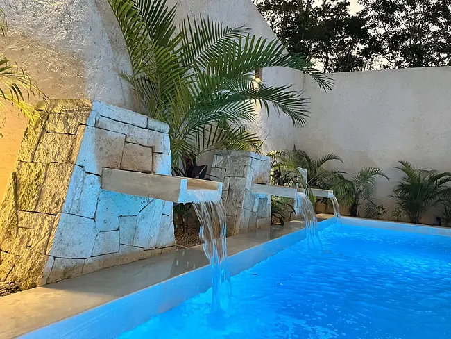 Two Gay Expats - Tulum, Quintana Roo, Mexico - Casa Cangrejo Airbnb - Pool Night