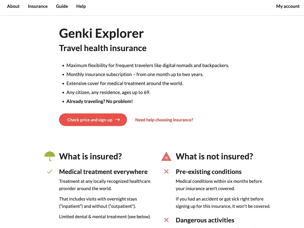 Genki Explorer Travel Health Insurance Plan