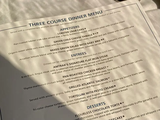 Three Course Dinner Menu