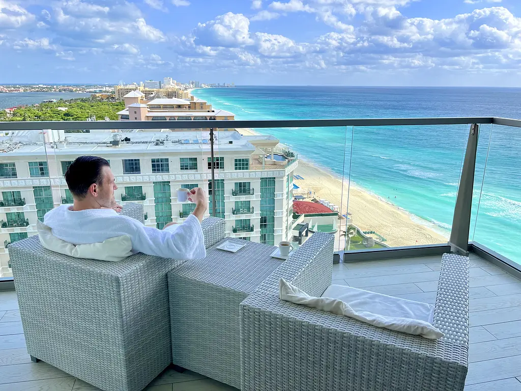 Two Gay Expats - Cancun, Quintana Roo, Mexico - Secrets The Vine - Suite Balcony - Andy