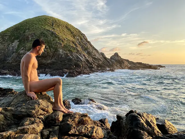 Trai on the Rocks at Sunset - Playa del Amor, Zipolite