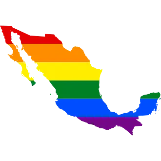 Rainbow Flag Pride Map of Mexico