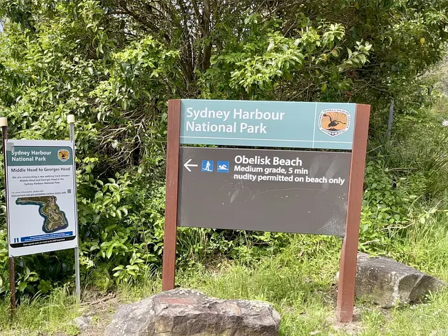 Two Gay Expats - Gay Nude Beaches - Sydney, NSW, Australia - Obelisk Beach - Entrance Sign