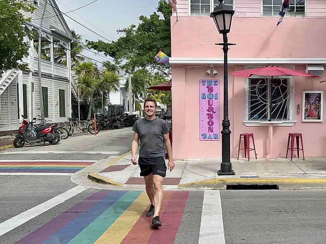 Two Gay Expats - Key West, FL - The 801 Bourbon Bar - Rainbow Crosswalk