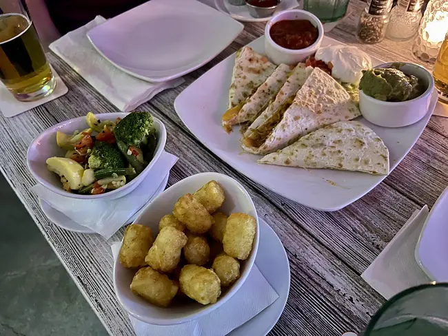 Two Gay Expats - Fort Lauderdale, FL, USA - Wilton Manors - Rosie's Bar & Grill - Quesadillas, Veggies, & Tots
