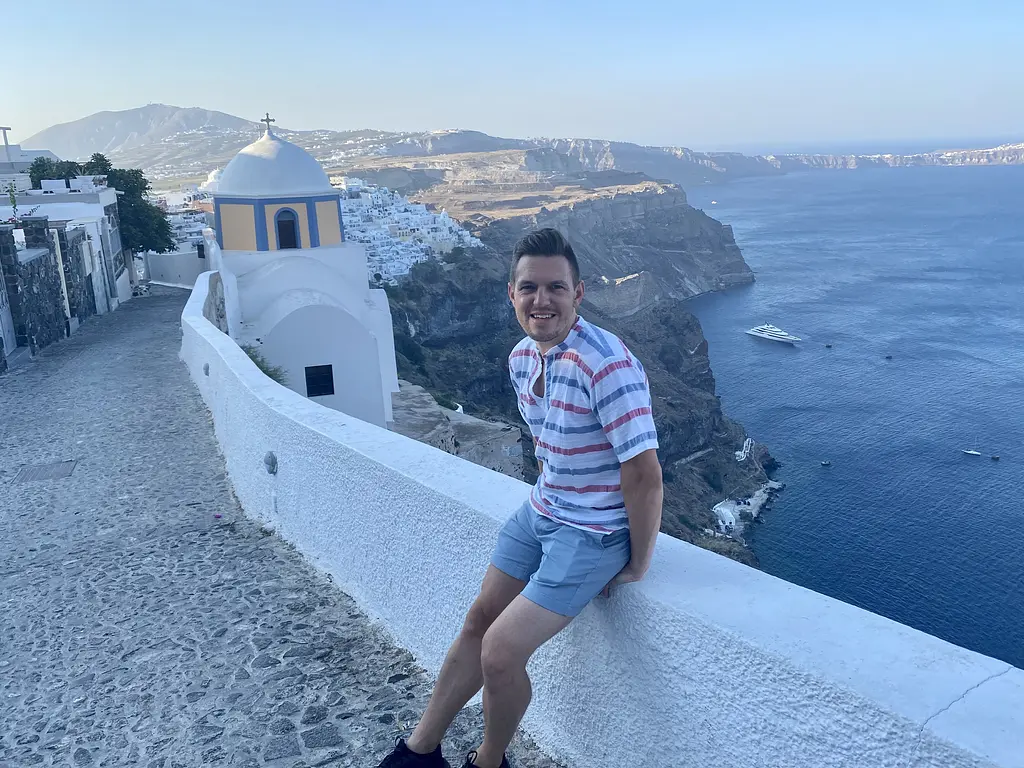 Andy At The Start of the Hike in Fira - Santorini, Greece