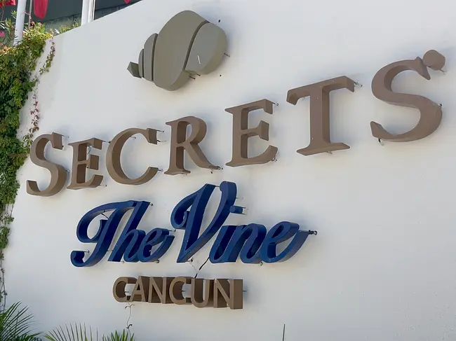 Two Gay Expats - Cancun, Quintana Roo, Mexico - Secrets The Vine - Entrance Sign