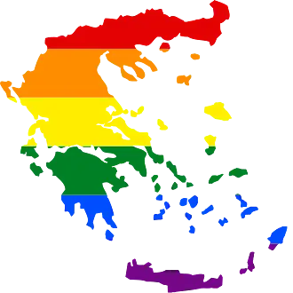 Rainbow Flag Pride Map of Greece