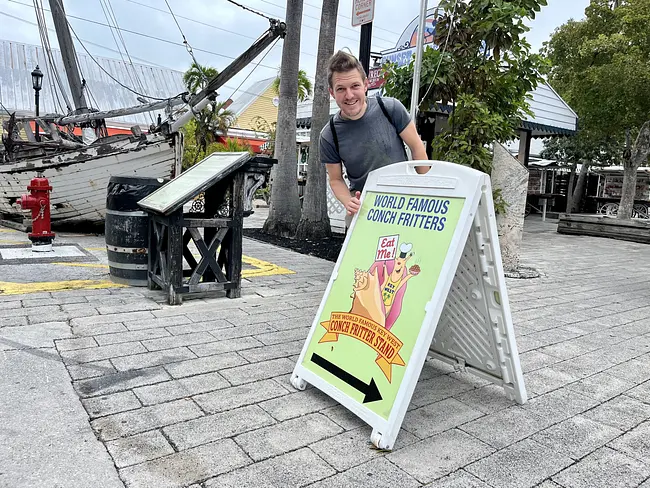 Two Gay Expats - Key West, FL - Conch Fritters - Mallory Square - Sign