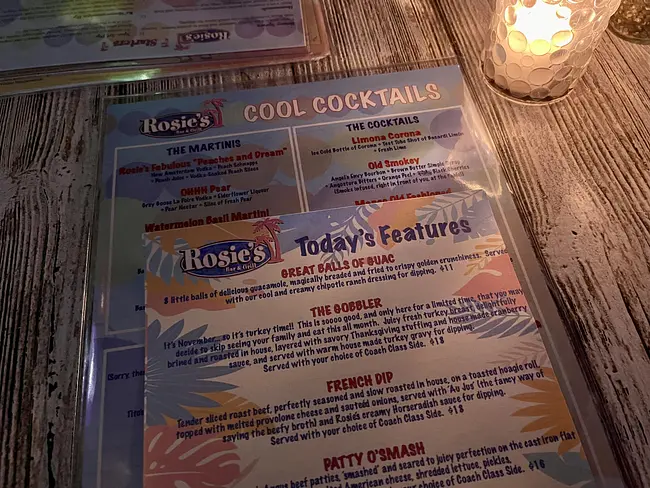 Two Gay Expats - Fort Lauderdale, FL, USA - Wilton Manors - Rosie's Bar & Grill - Menu
