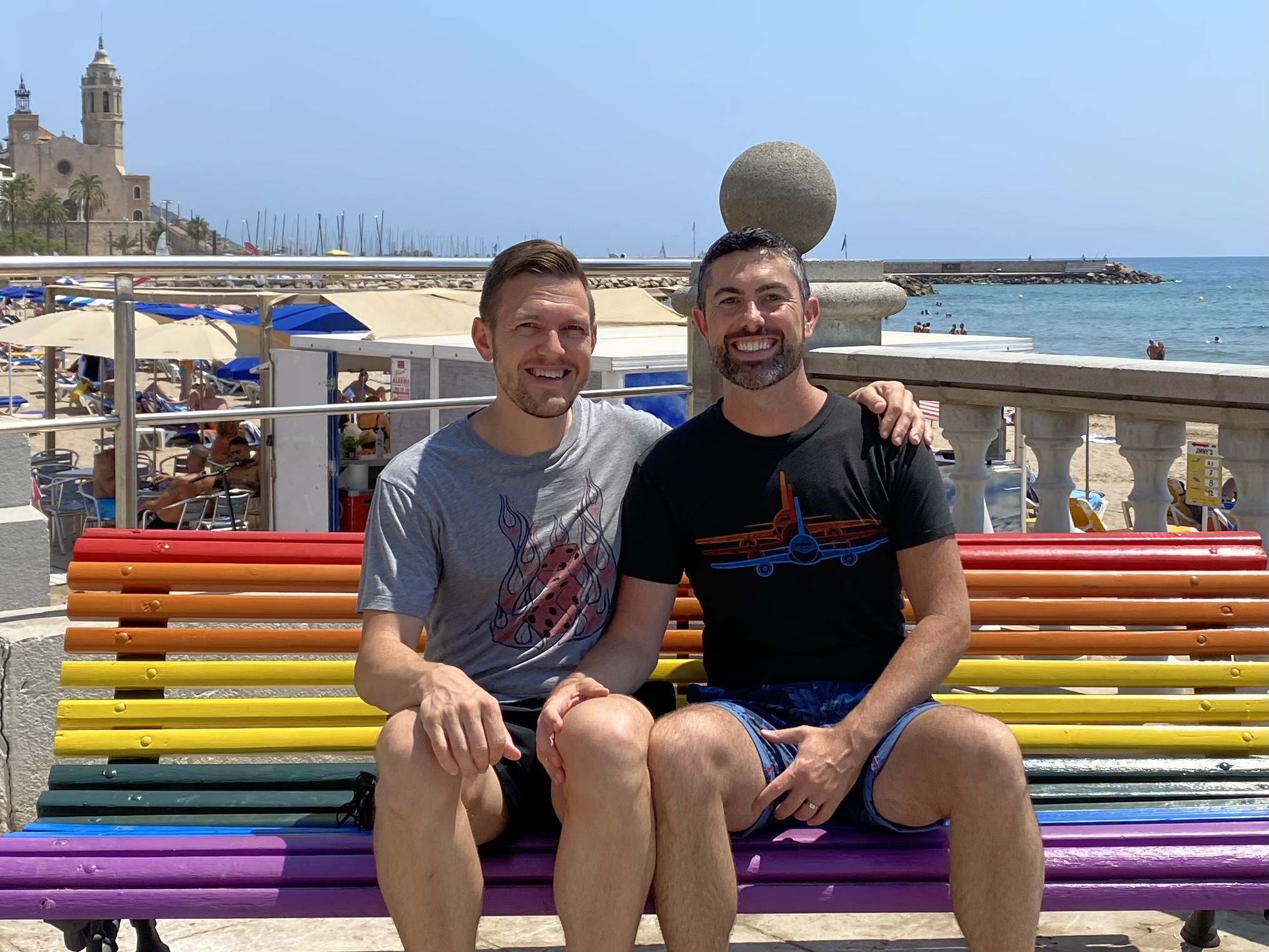 Two Gay Expats - Sitges, Spain - Rainbow Bench