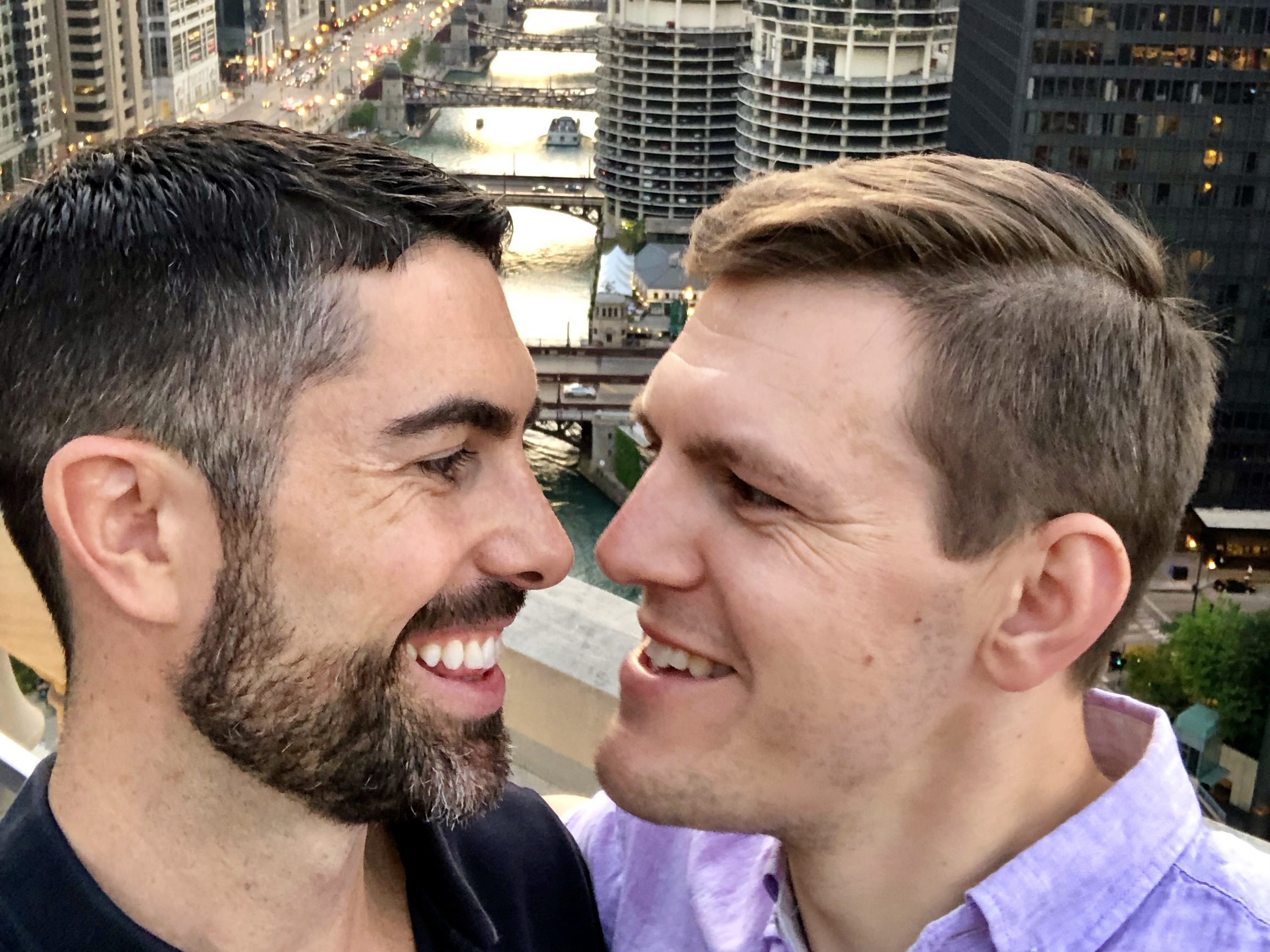 Two Gay Expats - Chicago - LondonHouse Rooftop Sunset Couple